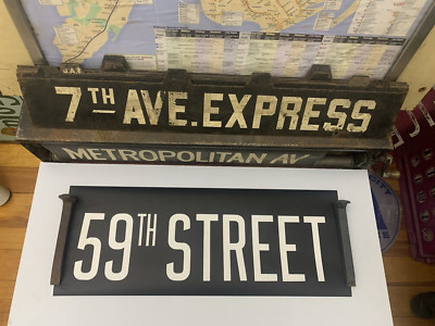 NY SUBWAY LARGE FONT ROLL SIGN 59 STREET BRIDGE COLUMBUS CIRCLE MANHATTAN QUEENS