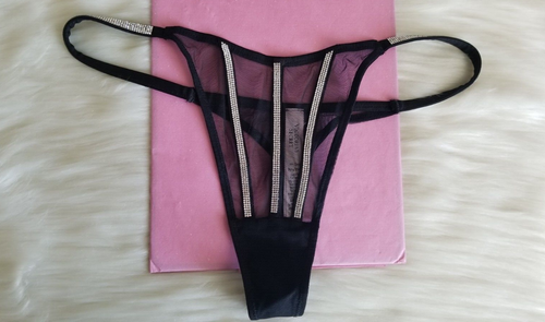 VICTORIA'S SECRET VERY SEXY SHEER SHINE SHINE STRAP MESH THONG PANTY SMALL BLACK - Picture 14 of 14