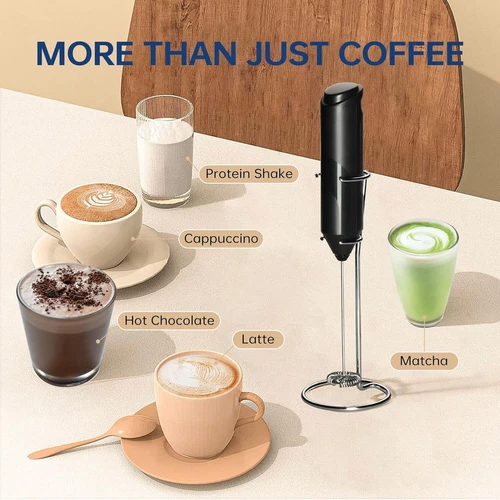 Batidor espumador de leche portátil + soporte de acero inoxidable para café capuchino Lattes - Imagen 3 de 18