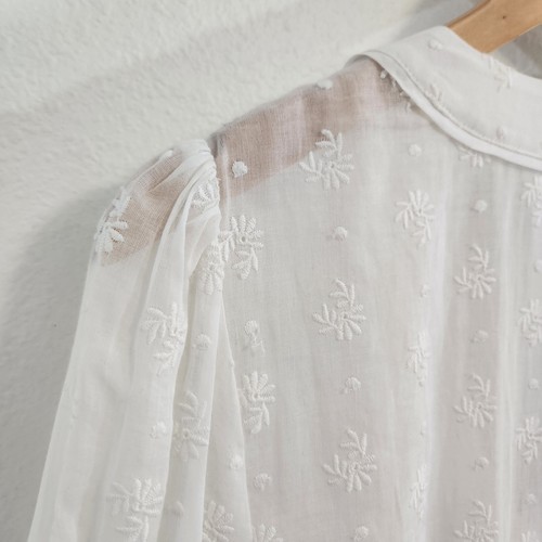 Cabi Dress Womens 8 White Embroidered Sheer Graduation Bridal Shower Wedding New - Picture 13 of 16