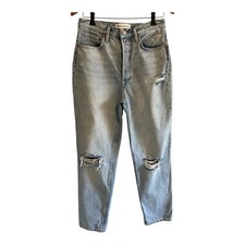 Aritzia Denim Forum Jeans Boyfriend BF High Rise Loose Blue Sz 27 Organic Cotton