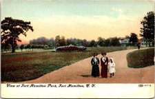 1919 Fort Hamilton Park Women Walking Long Dresses New York Postcard E86