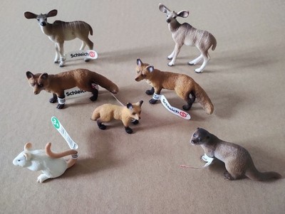 Schleich Vintage Konvolut Wildtiere x7 Fuchs & Jungtier Otter Maus Hirsch