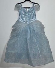 Disney Cinderella Dress Girls 9/10 Blue Princess Costume Glitter Gown
