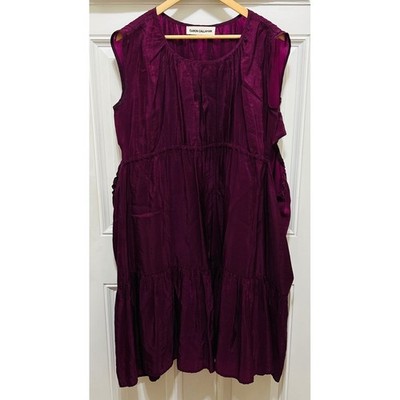 CARON CALLAHAN Timora Plum Purple Silk Midi Dress Sleeveless Size L