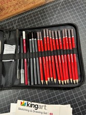 KingArt Juego de 40 Piezas Dibujos y Dibujos en Estuche con Cremallera - Excelente Estado