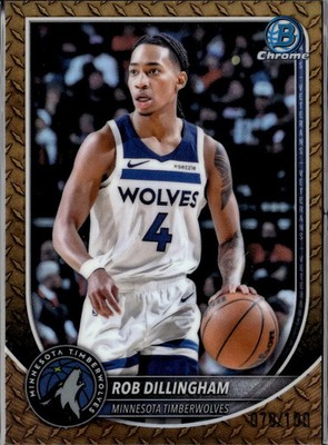 Rob Dillingham 2025 Bowman Chrome Gold Steel Metal 78/100 Minnesota Timberwolves