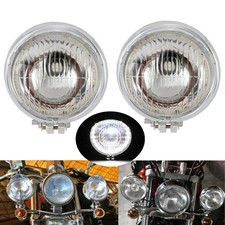 2x  LED Bullet Spot Fog Headlight For Motor Sport Dyna Street Bob Super Wide