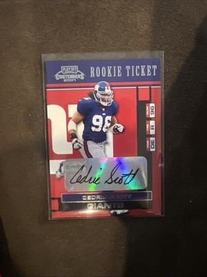 2001 Playoff Contenders Rookie Ticket Cedric Scott #111 Auto 7v7