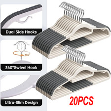 20x Durable Plastic Hangers Non Slip for Shirts Coat Heavy Duty 360 Swivel Hook