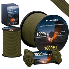 1000lb Paracord Rope for Camping, Survival, DIY, Outdoor Use – Various Lengths