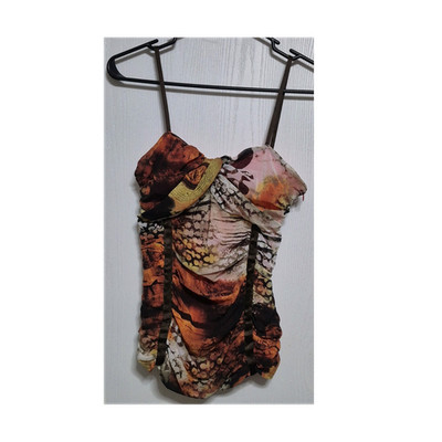 Roberta Scarpa Women's Multicolor Ruched Sleeveless Camisole Blouse Size eur 46