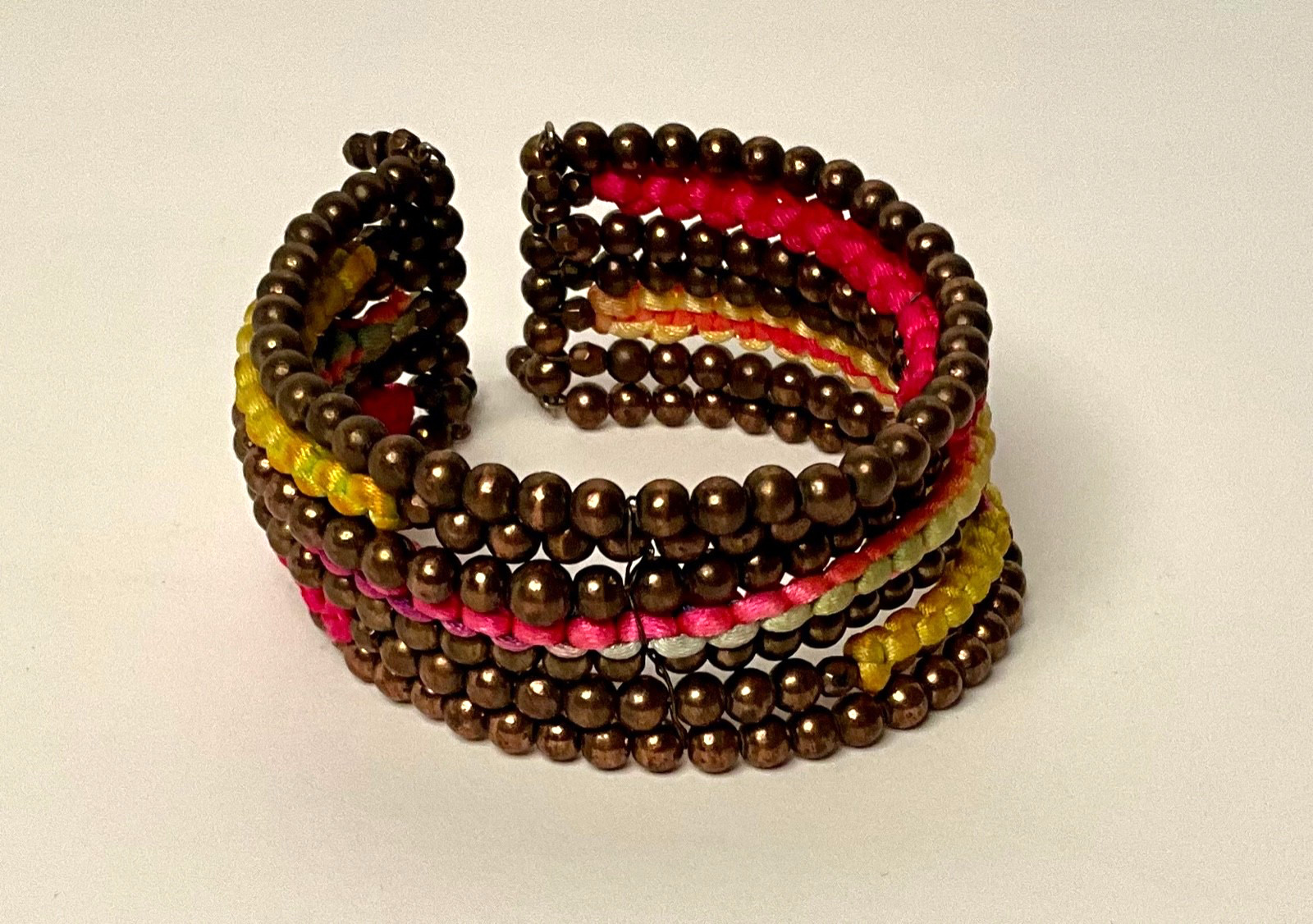 Memory Wire Bangle Cuff Bracelet Multilayered Bea… - image 7