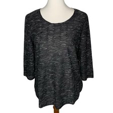 Simply Vera Vera Wang Textured Tunic Top Size Medium Black  3/4 Sleeves