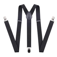 Suspenders Bow Tie for Men and Women - Adjustable Tall stature Elastic Y Black