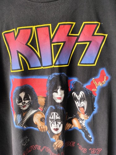 Vintage Mens KISS Tour T Shirt Size XL Black 96 97 GUC - Picture 2 of 7