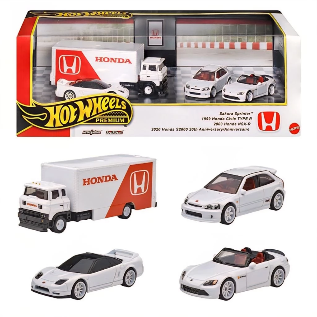 ミニカー Hot Wheels Honda 4-Car Set 2025 Hot Wheels Premium Box Garage Honda Series Box Display Set