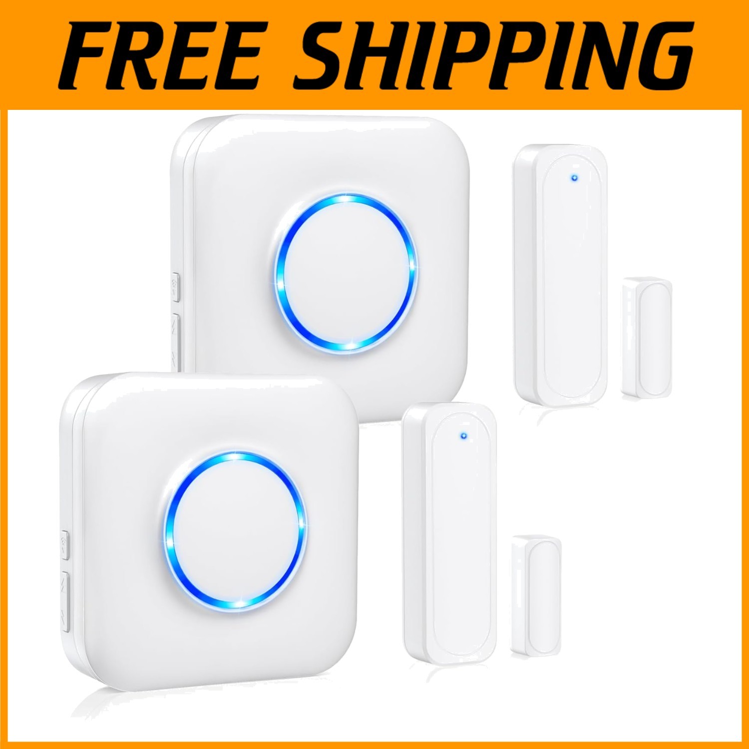 2 Receivers 2 Sensors Door Chime - 58 Ringtones, 600ft Range