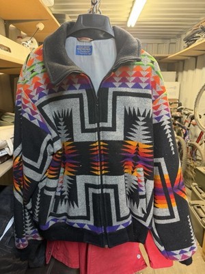 Pendleton Multicolor Geometric Bomber Jacket Men's L Full Zip Stand-Up Collar