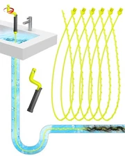 35 Inch Drain Snake Clog Remover Tool 6PCS Hair Catcher Plumbing Cleaner