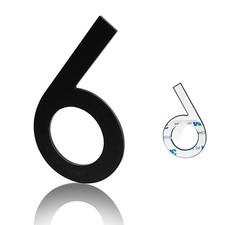 6 PCS 3 Inch Metal Black Modern House Numbers Adhesive Mailbox Signage