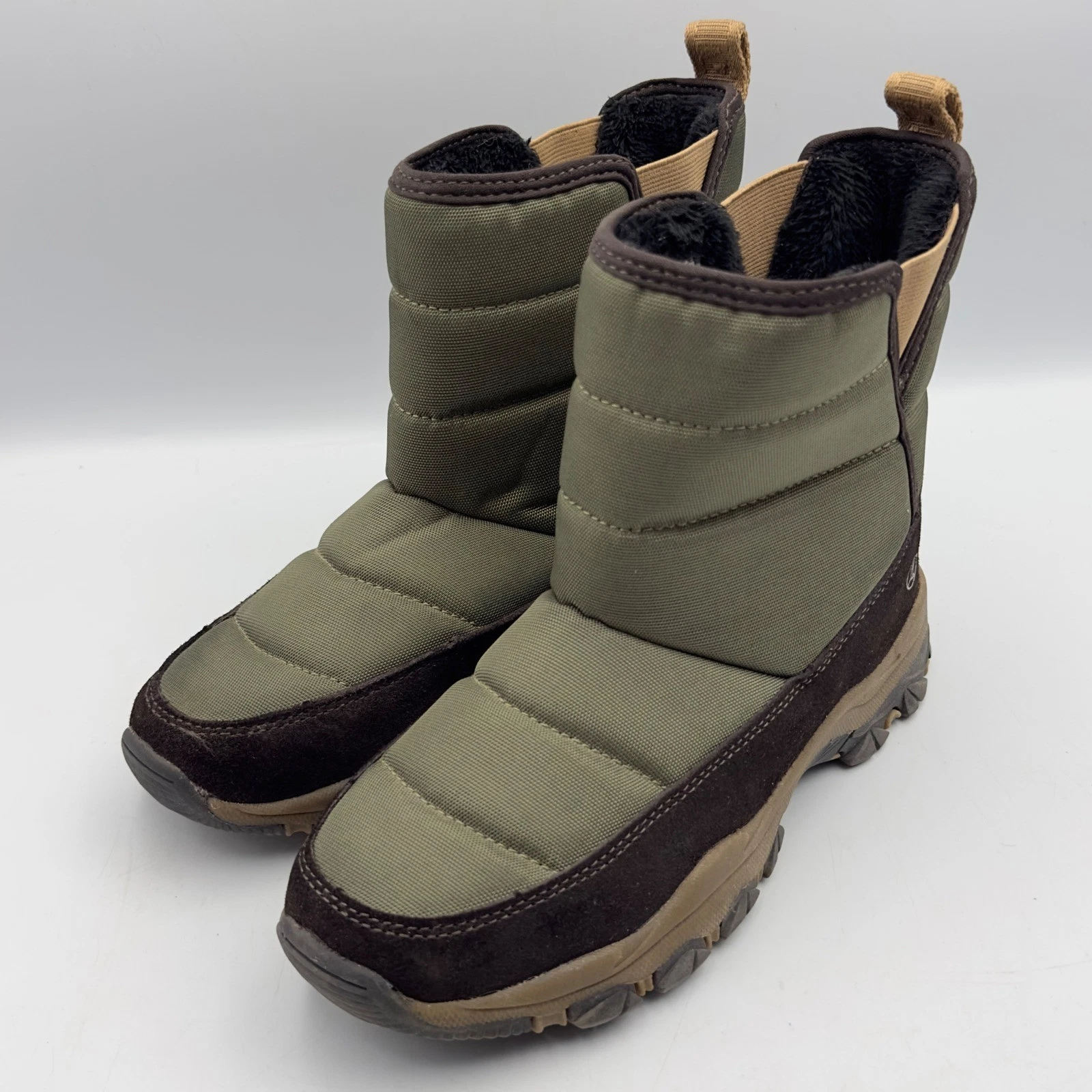 Lands End Womens Olive Green Quilted Insulated Winter Snow Boots 532377 Size 6B