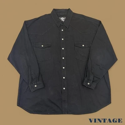 Chemise En Jean Noir Vintage Lucky Star XXXL - Photo 1/4