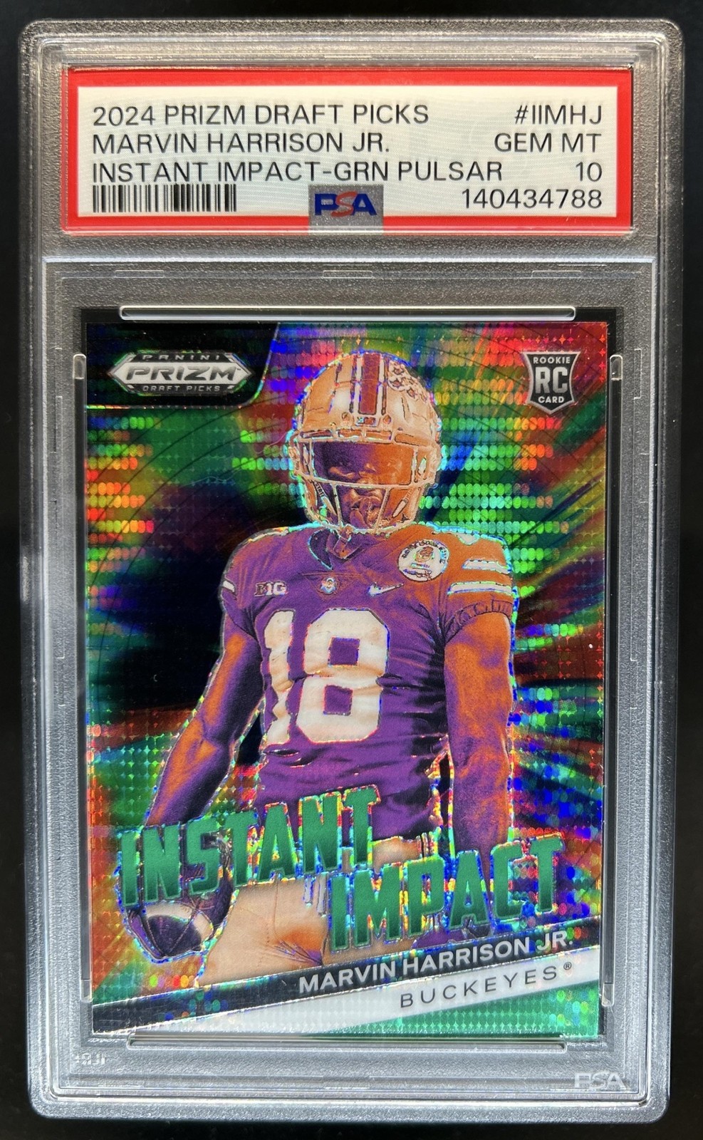 Marvin Harrison Jr. Panini Prizm Draft Picks Instant Impact #IIMHJ Green Pulsar