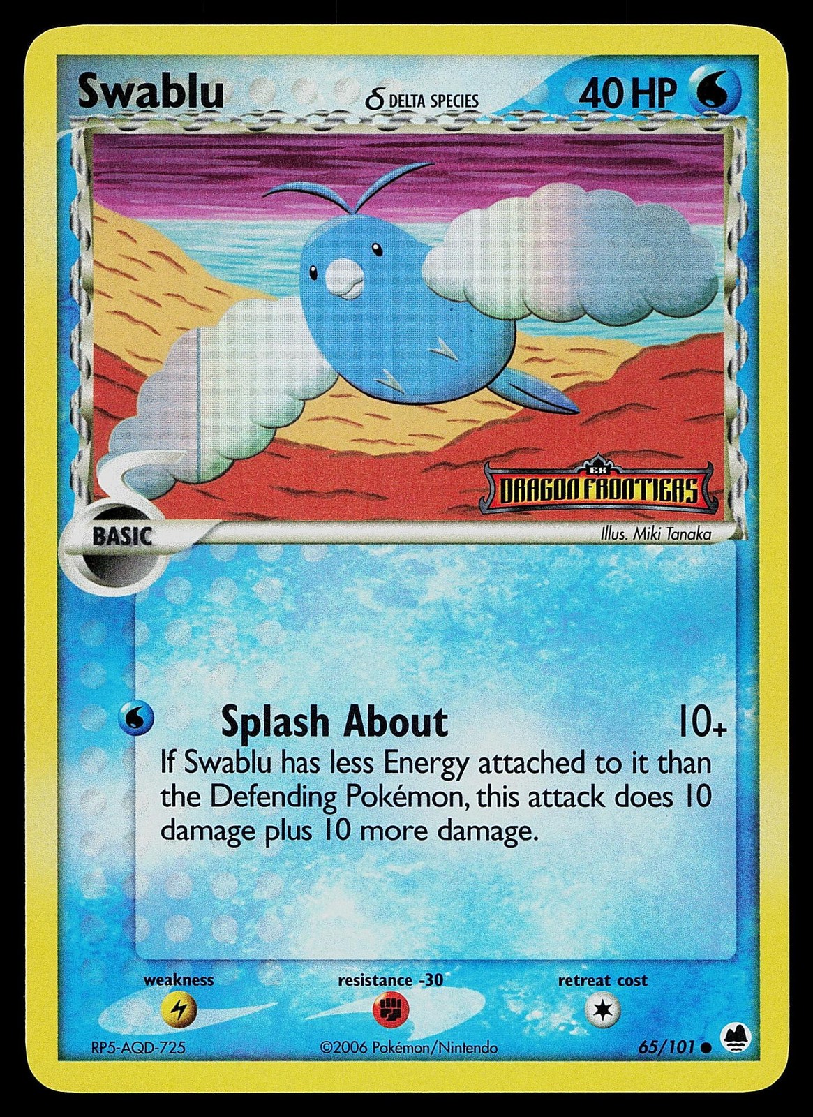 Pokemon Card - Swablu Dragon Frontiers 65/101 Reverse Holo Stamped