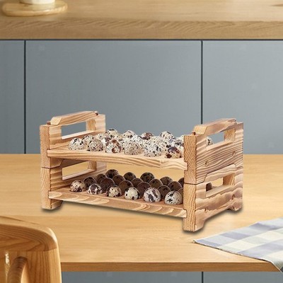 2er Set Wachteleierhalter aus Holz mit Griffen, für Speisekammer,
