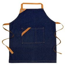 100 Cotton Denim Kitchen Apron Pocket Adjustable Neck 25x31 Inch Blue