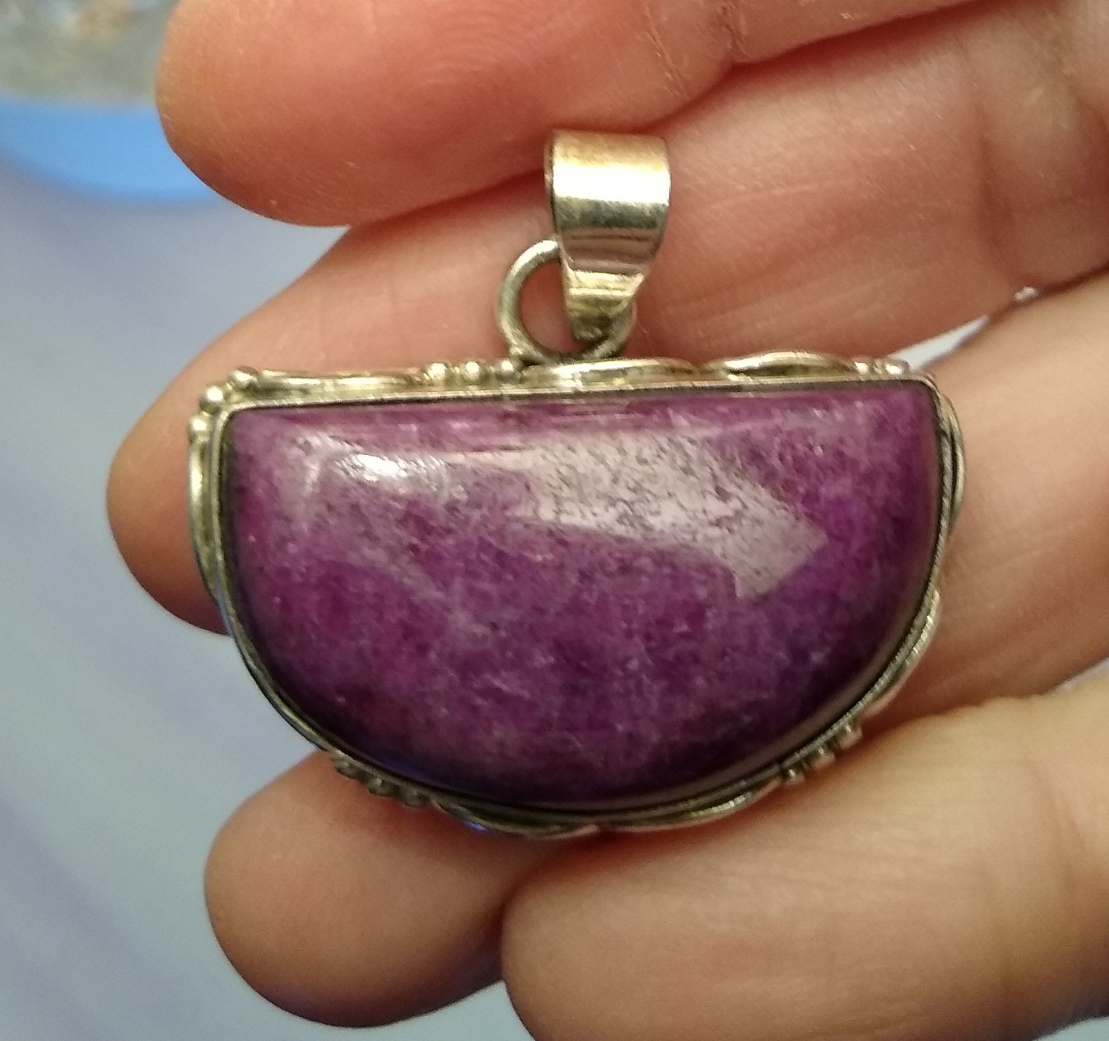 Natural ruby pendant sterling silver - image 1