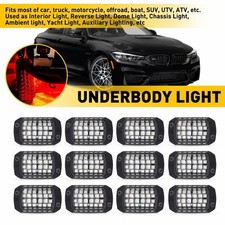 12Pod Red LED Rock Lights Kit Offroad Truck Underbody Underglow Neon Universal C