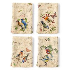 Arquiel Retro Birds Vintage Rustic Cotton Kitchen Tea Towels 18.9 27.5 in 4-Pack