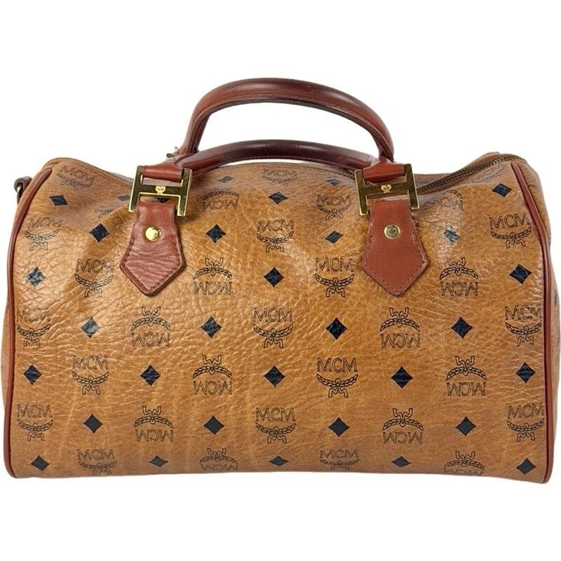 Auténtico Bolso Boston de Hombro MCM Visetos Cuero Marrón Foto 2 de 4