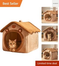 Portable Bear Tent Cat Bed with Waterproof Base  Cushion for Kittens