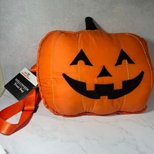Plush Jack-o'-Lantern Pumpkin Zippered Halloween Treat Bag Crossbody or Belt Bag