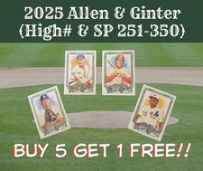 2025 Topps Allen and Ginter Base Singles You Pick #251 - #350 High Number & SP