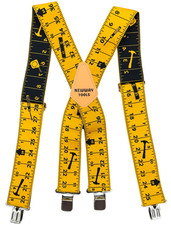 X-Back 2" Wide Elastic Heavy Duty Clips Work Suspenders - Yellow Ruler Suspender
