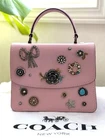COACH Tea Rose Parker Top Handle Bag Shoulder 817208 Vintage Jewelry Rare Auth
