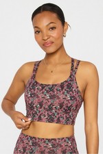 Fabletics Principal Longline Medium Impact Sports Bra camo floral XS