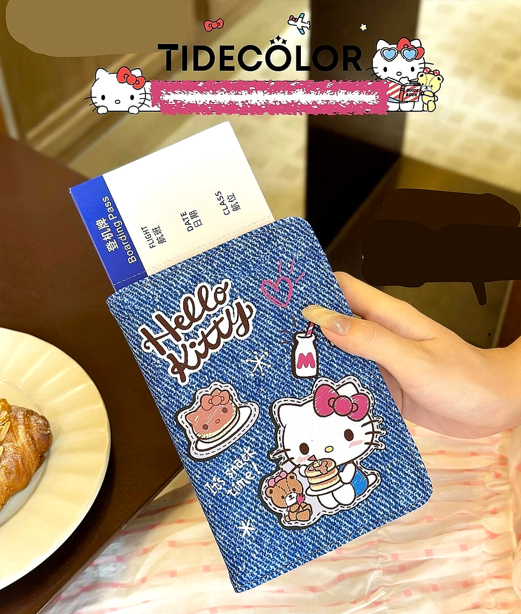 Hello Kitty ZGO TideColor Wallet Passport Holder Denim Leather
