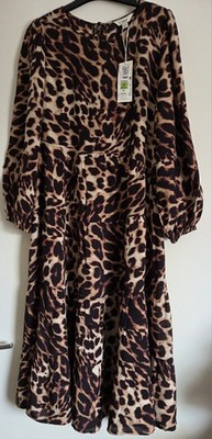 Marks & Spencer Womens Brown Mix Viscose Midaxi Dress.  BNWT. Size: Petite UK 12