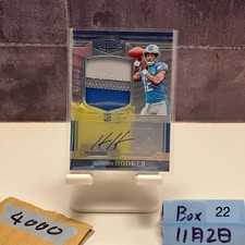 2023 Panini Hendon Hooker 003/149 Autograph Card Detroit Lions RC Rookie Patch. rookie card picture