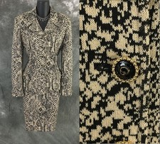 BEAUTIFUL St John collection knit beige black jacket skirt suit size 4 6