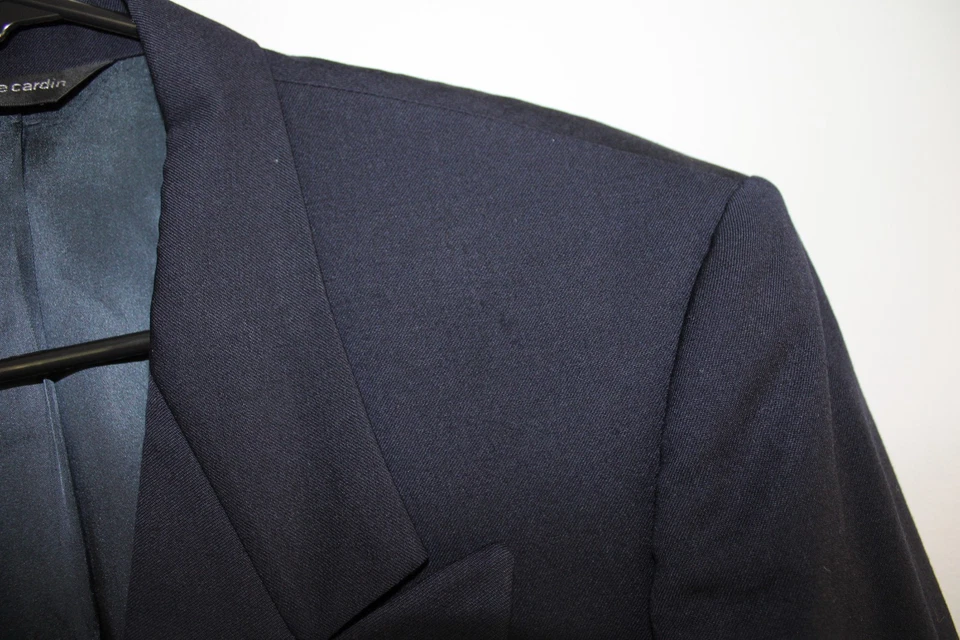 BLACK PIERRE CARDIN DOUBLE-BREASTED BRASS METAL BUTTON BLAZER JACKET sz 38R - Image 2 of 4