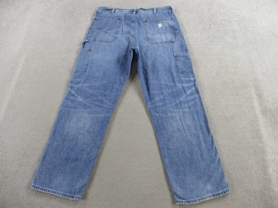 Pantalones de mezclilla American Eagle para hombre 34x30 azul carpintero doble rodilla utilitarios flexibles Foto 3 de 4