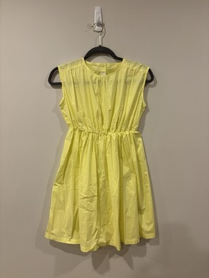 Cera una Volta Yellow Sleeveless Cinched Waist Lightweight Dress Cotton Girls 10