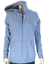 EDDIE BAUER MINT  SZ:S BLUE COTTON BLEND ZIP HOODIE SWEATSHIRT EMBROIDERED HOOD