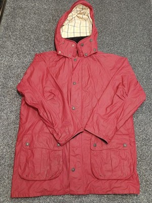 John Partridge Wachsjacke Herren L rot Kapuze Full Zip wasserdicht Outdoor Country